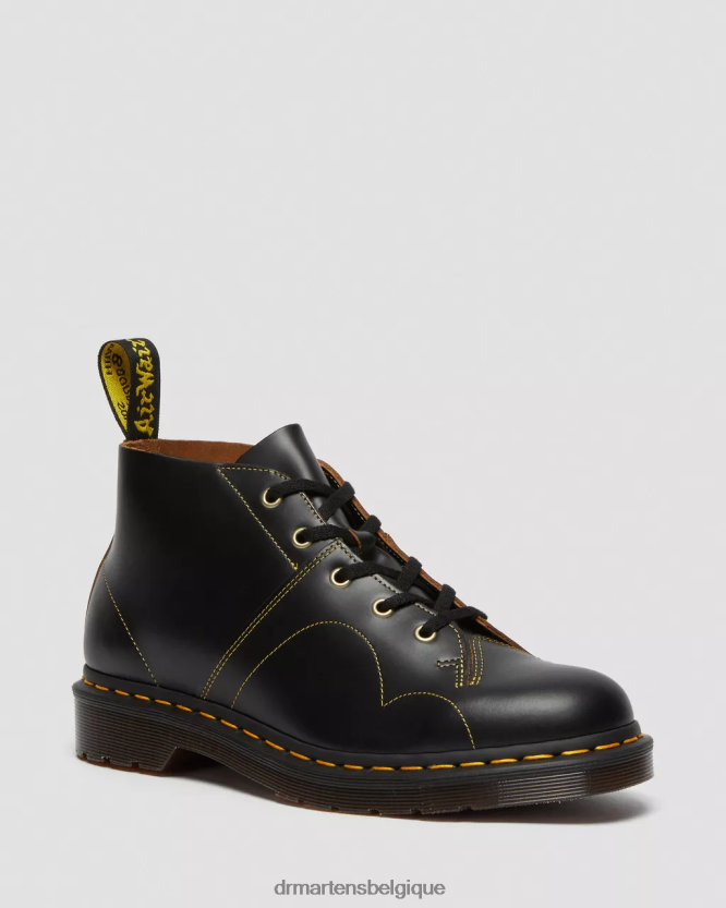 chaussure être Dr. Martens femmes bottes de singe vintage d'église noir vintage lisse 6RFZX044