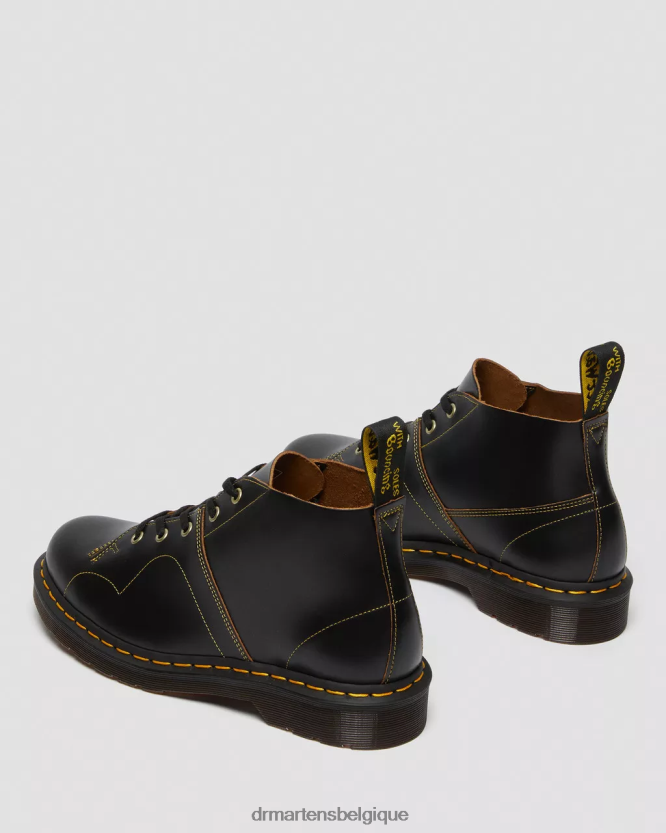 chaussure être Dr. Martens femmes bottes de singe vintage d'église noir vintage lisse 6RFZX044
