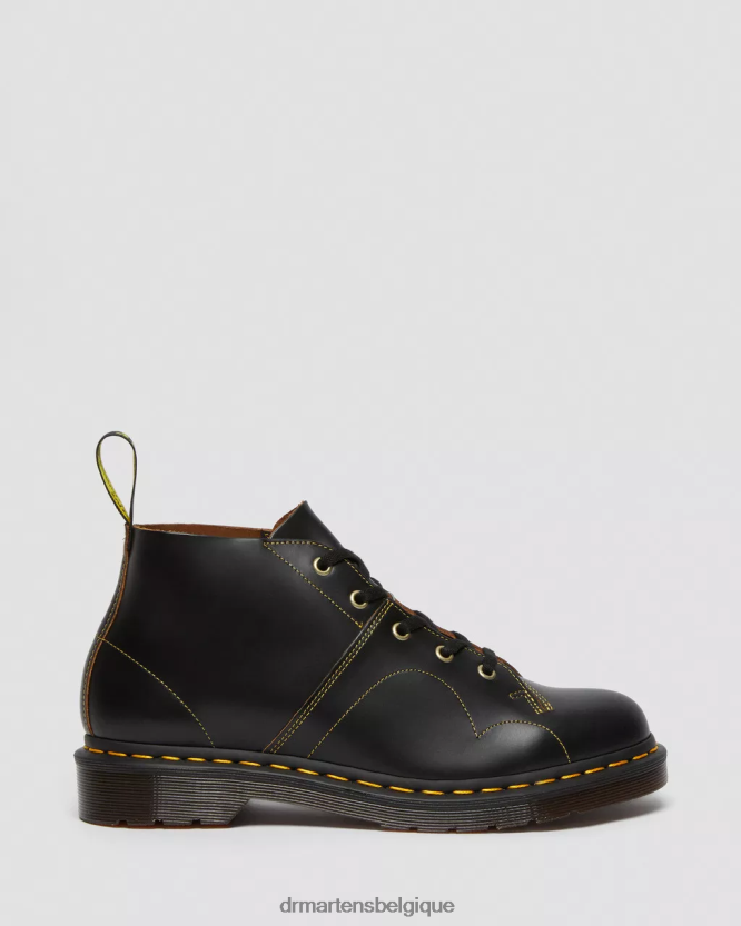 chaussure être Dr. Martens femmes bottes de singe vintage d'église noir vintage lisse 6RFZX044