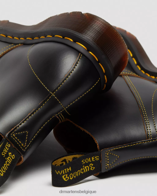 chaussure être Dr. Martens femmes bottes de singe vintage d'église noir vintage lisse 6RFZX044