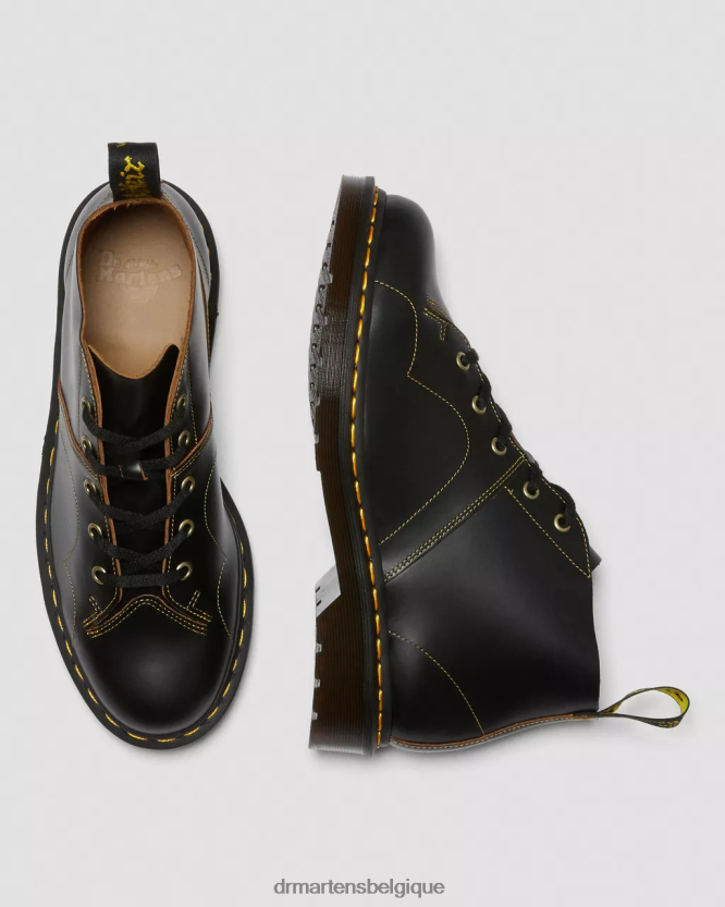 chaussure être Dr. Martens femmes bottes de singe vintage d'église noir vintage lisse 6RFZX044