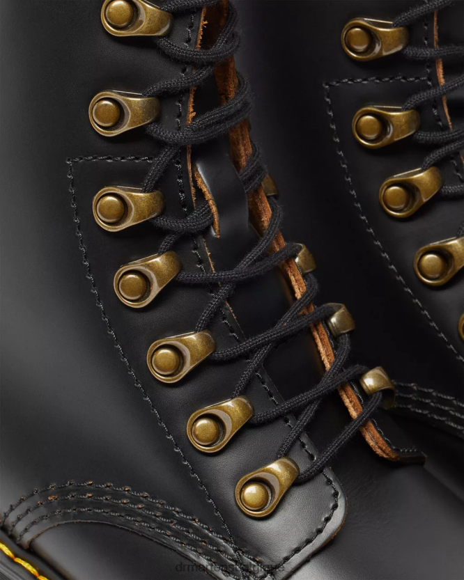 chaussure être Dr. Martens femmes bottes à talons en cuir lisse vintage leona noir vintage lisse 6RFZX0205