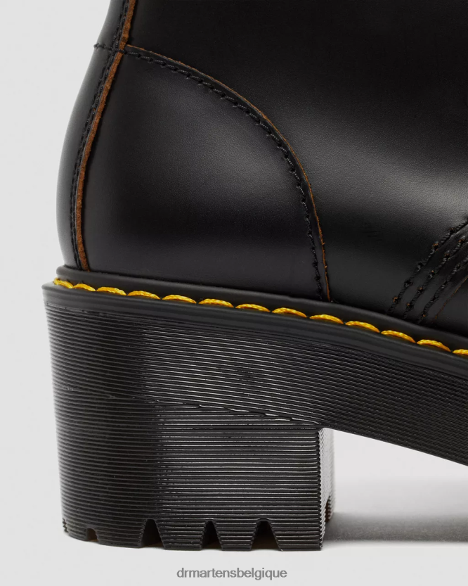 chaussure être Dr. Martens femmes bottes à talons en cuir lisse vintage leona noir vintage lisse 6RFZX0205