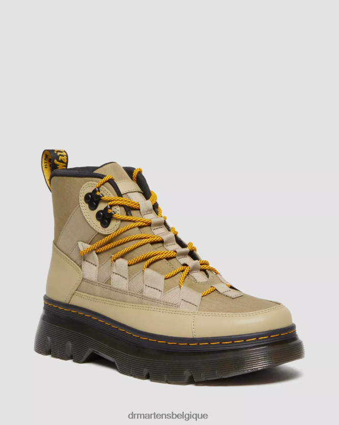 chaussure être Dr. Martens femmes bottes décontractées en nylon et cuir boury nylon cyclone et lapstone olive pâle 6RFZX0161