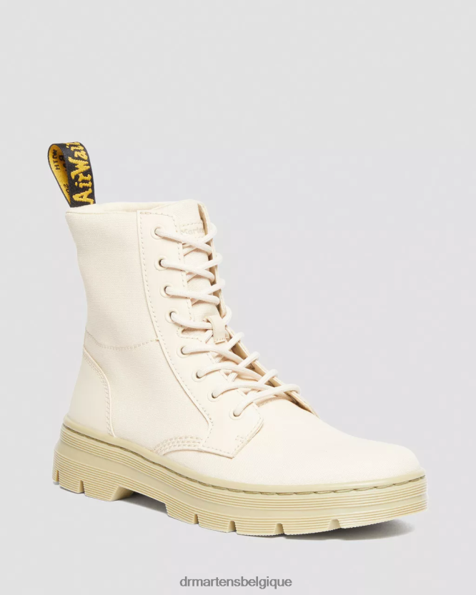 chaussure être Dr. Martens femmes bottes décontractées en toile toile beige parchemin et cuir enduit foulonné 6RFZX0172
