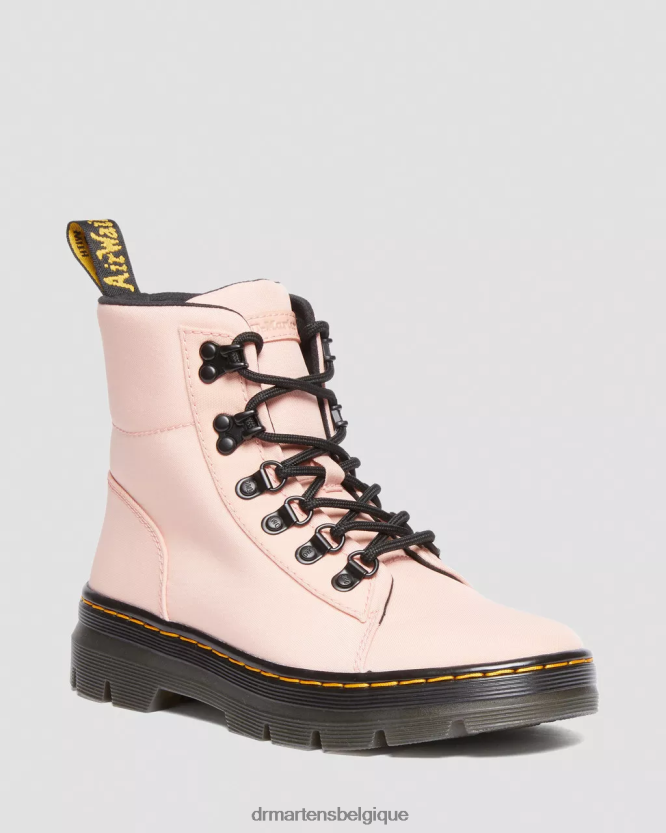 chaussure être Dr. Martens femmes peignes bottes décontractées en nylon et cuir nylon cyclone beige pêche 6RFZX0179