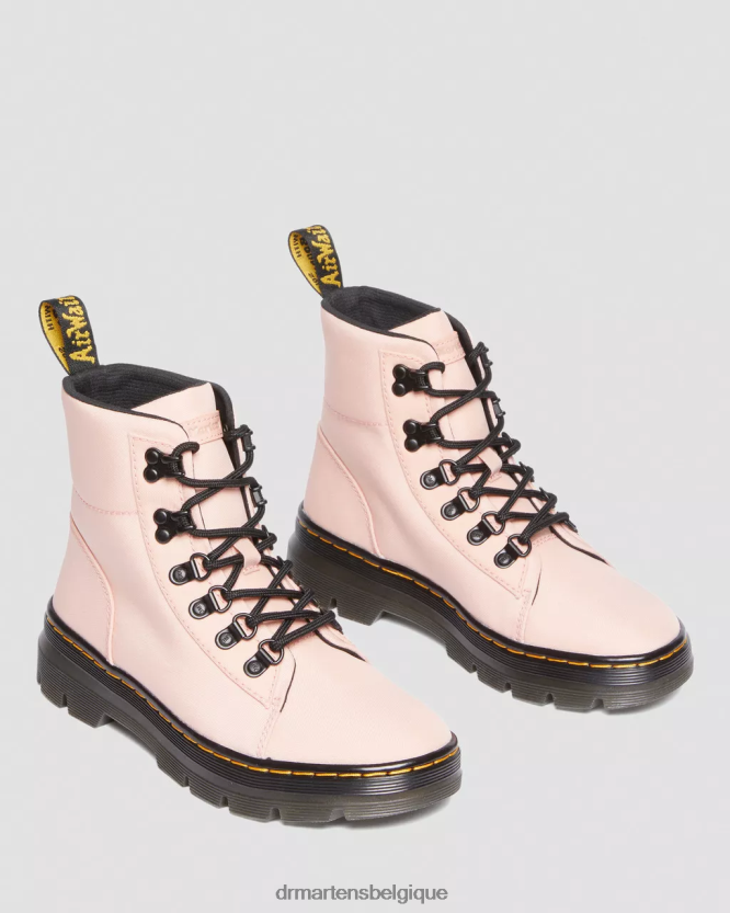 chaussure être Dr. Martens femmes peignes bottes décontractées en nylon et cuir nylon cyclone beige pêche 6RFZX0179