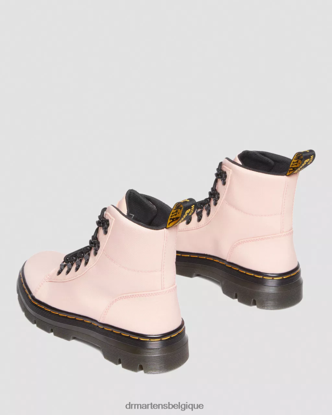 chaussure être Dr. Martens femmes peignes bottes décontractées en nylon et cuir nylon cyclone beige pêche 6RFZX0179