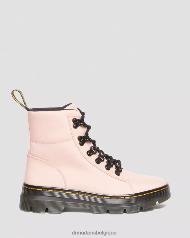 chaussure être Dr. Martens femmes peignes bottes décontractées en nylon et cuir nylon cyclone beige pêche 6RFZX0179