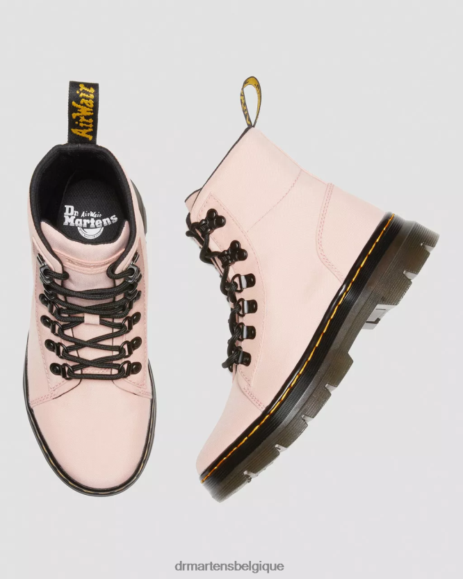 chaussure être Dr. Martens femmes peignes bottes décontractées en nylon et cuir nylon cyclone beige pêche 6RFZX0179