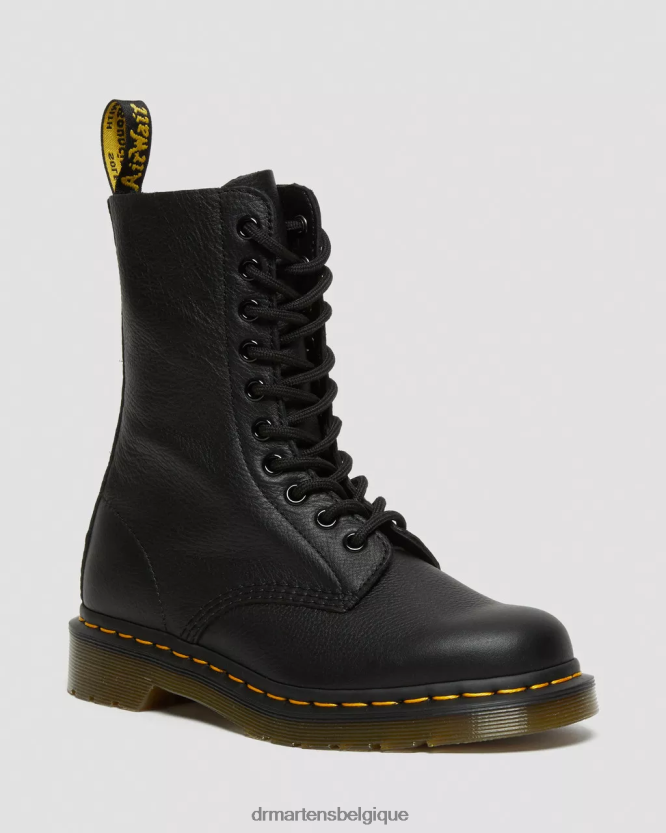 chaussure être Dr. Martens femmes Bottes mi-mollet en cuir 1490 Virginia Virginie noire 6RFZX0361