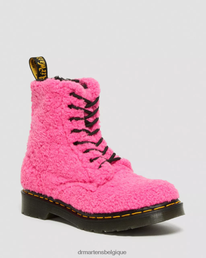 chaussure être Dr. Martens femmes bottes 1460 pascal en peau lainée synthétique rose lux borg 6RFZX0181