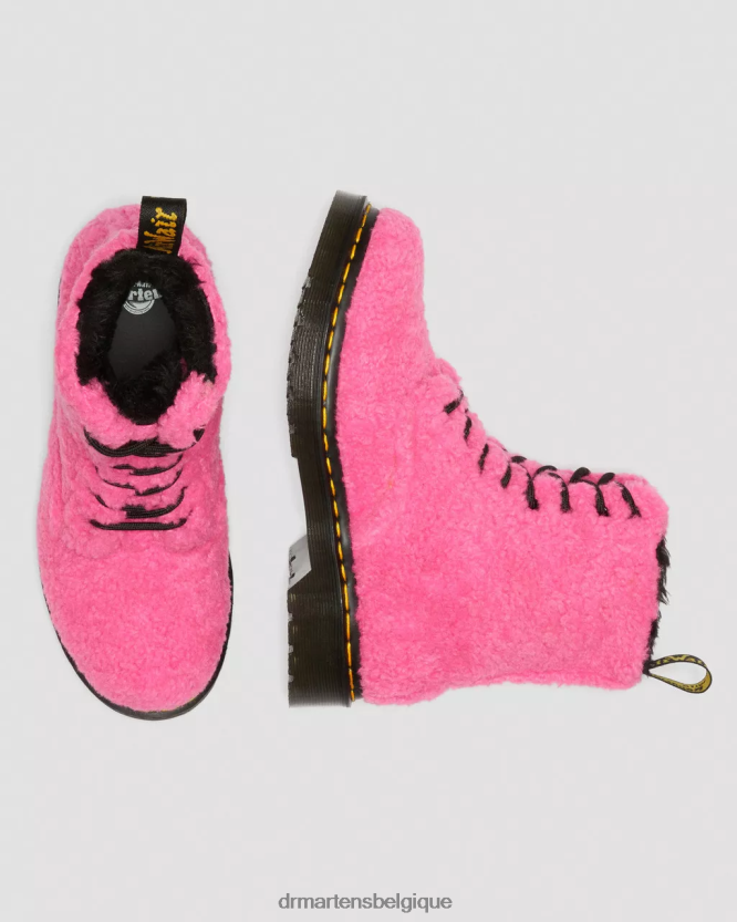 chaussure être Dr. Martens femmes bottes 1460 pascal en peau lainée synthétique rose lux borg 6RFZX0181