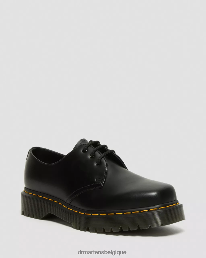 chaussure être Dr. Martens femmes 1461 bex - chaussures richelieu en cuir à bout carré noir poli lisse 6RFZX0238