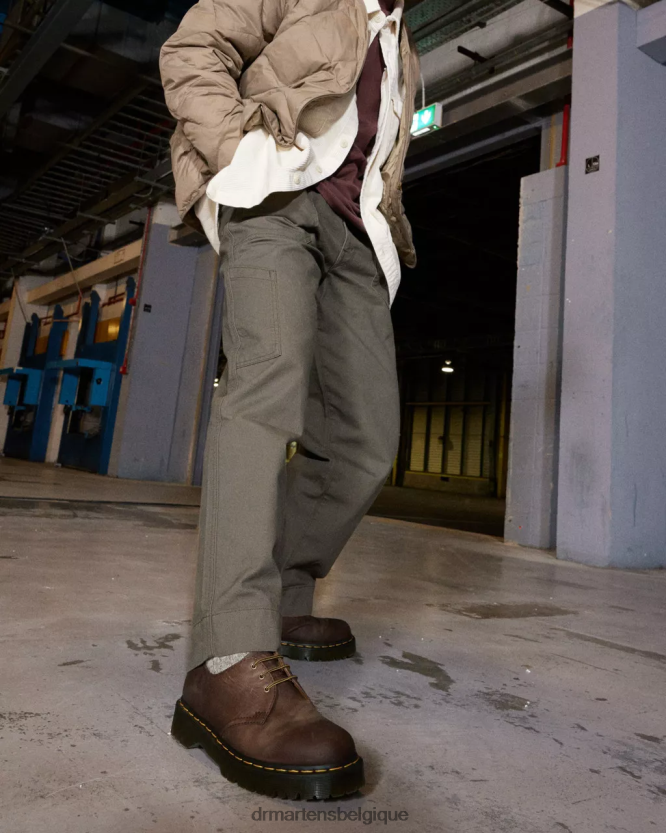 chaussure être Dr. Martens femmes 1461 bex chaussures richelieu en cuir crazy horse cheval fou marron foncé 6RFZX0224