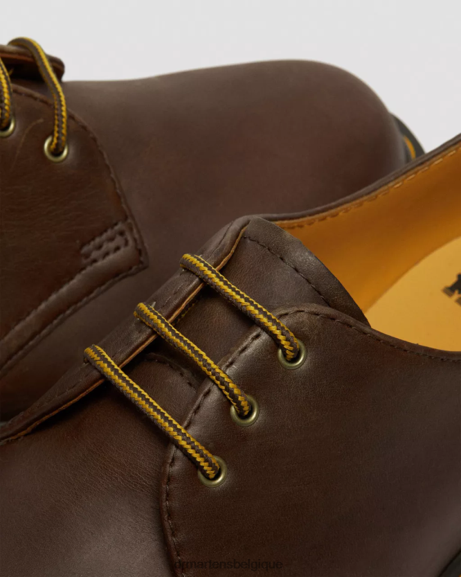 chaussure être Dr. Martens femmes 1461 bex chaussures richelieu en cuir crazy horse cheval fou marron foncé 6RFZX0224