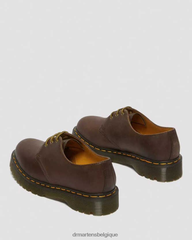 chaussure être Dr. Martens femmes 1461 bex chaussures richelieu en cuir crazy horse cheval fou marron foncé 6RFZX0224