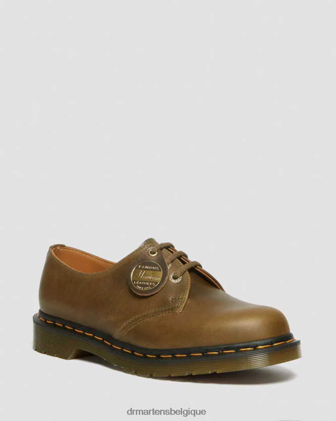 chaussure être Dr. Martens femmes 1461 chaussures richelieu en cuir Denver fabriquées en Angleterre branche d'olivier Denver végétal bronzage 6RFZX0314