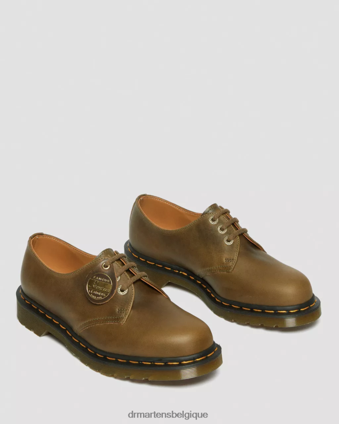 chaussure être Dr. Martens femmes 1461 chaussures richelieu en cuir Denver fabriquées en Angleterre branche d'olivier Denver végétal bronzage 6RFZX0314