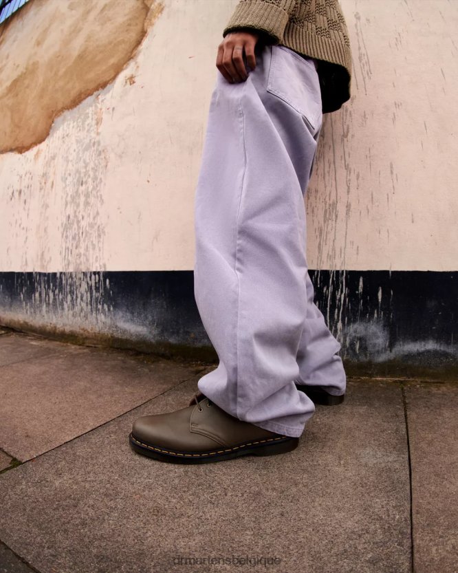 chaussure être Dr. Martens femmes 1461 chaussures richelieu en cuir de Carrare olive de Carrare 6RFZX0292