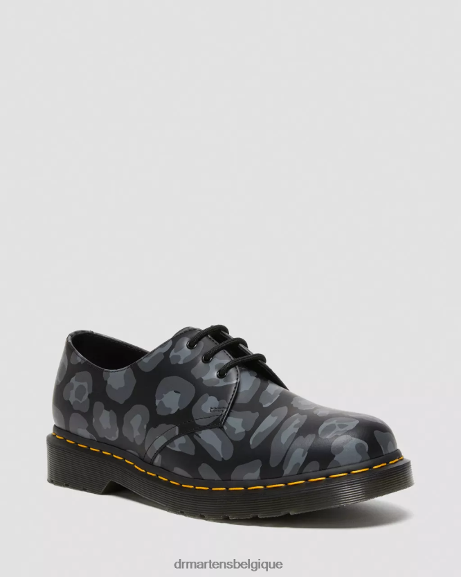 chaussure être Dr. Martens femmes 1461 - chaussures richelieu à imprimé léopard déformé léopard noir déformé 6RFZX0299