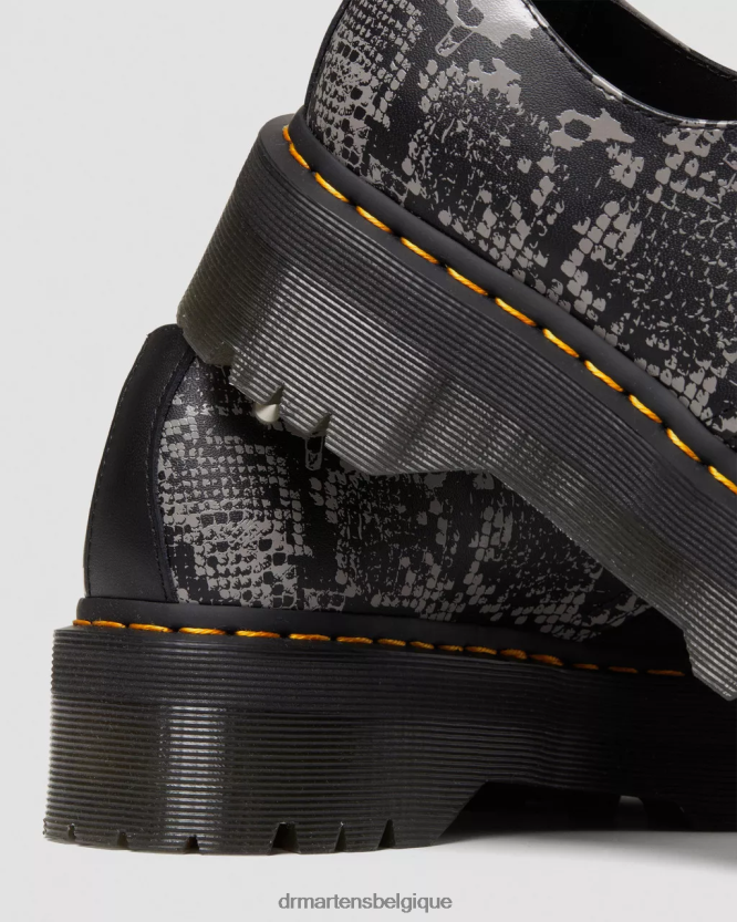 chaussure être Dr. Martens femmes Chaussures à plateforme en cuir et daim 1461 Animal Clash revers d'ombre florale fantôme noir et gris 6RFZX0237