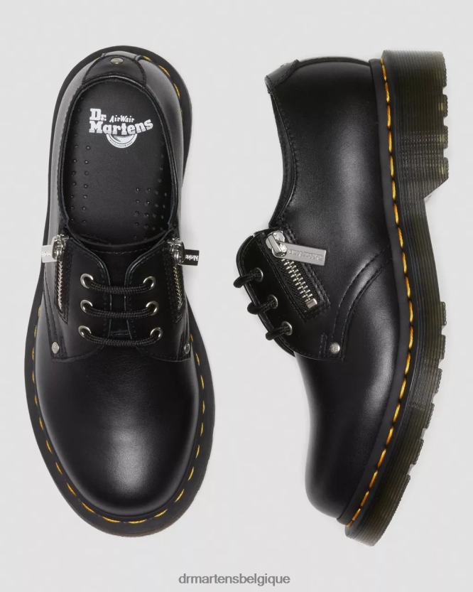 chaussure être Dr. Martens femmes Chaussures richelieu en cuir à double zip 1461 wanama noir 6RFZX0309