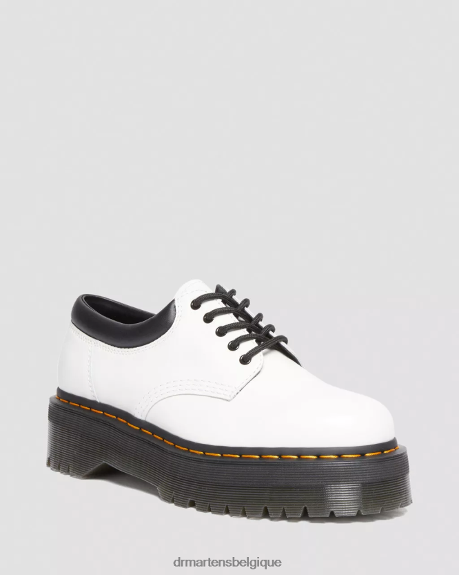 chaussure être Dr. Martens femmes 8053 chaussures décontractées à plateforme en cuir blanc poli lisse 6RFZX0231