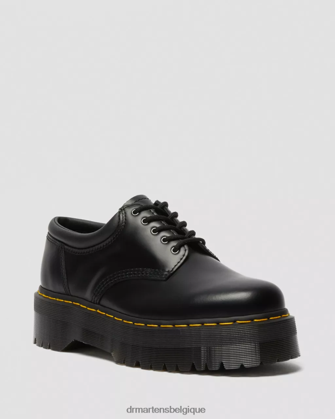 chaussure être Dr. Martens femmes 8053 chaussures décontractées à plateforme en cuir noir poli lisse 6RFZX0216
