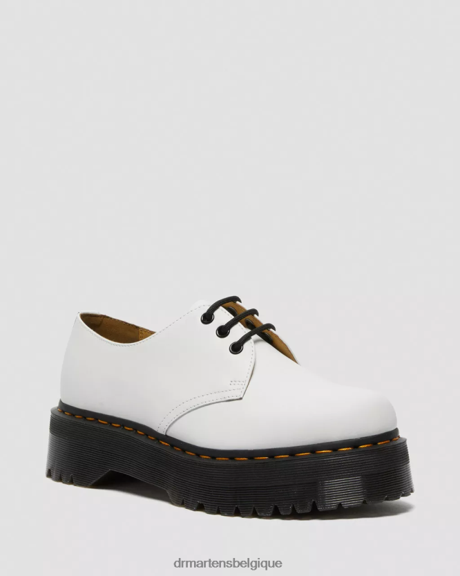 chaussure être Dr. Martens femmes Chaussures à plateforme en cuir lisse 1461 blanc poli lisse 6RFZX0230