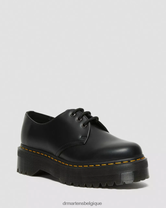chaussure être Dr. Martens femmes Chaussures à plateforme en cuir lisse 1461 noir poli lisse 6RFZX0215