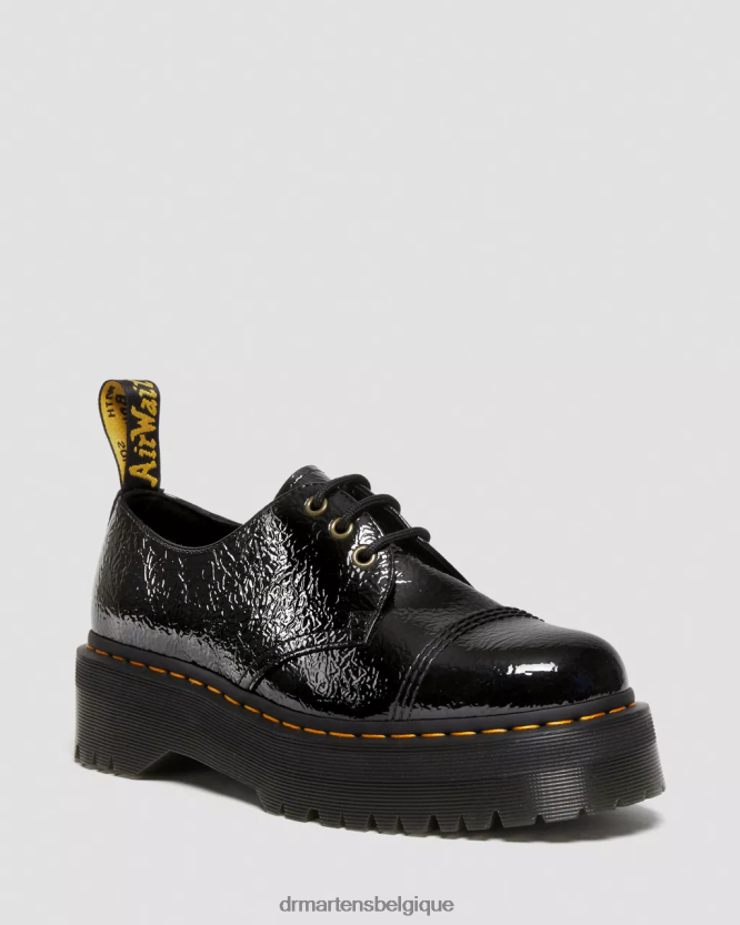 chaussure être Dr. Martens femmes Chaussures à plateforme en cuir verni effet vieilli 1461 vernis noir vieilli 6RFZX0234