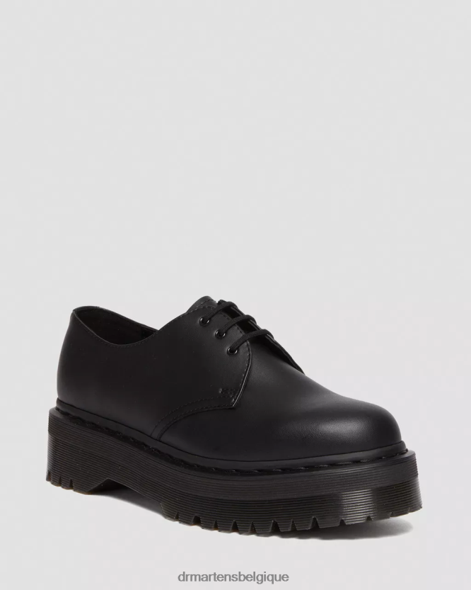 chaussure être Dr. Martens femmes chaussures à plateforme végétaliennes 1461 mono felix Félix noir déteint 6RFZX0223