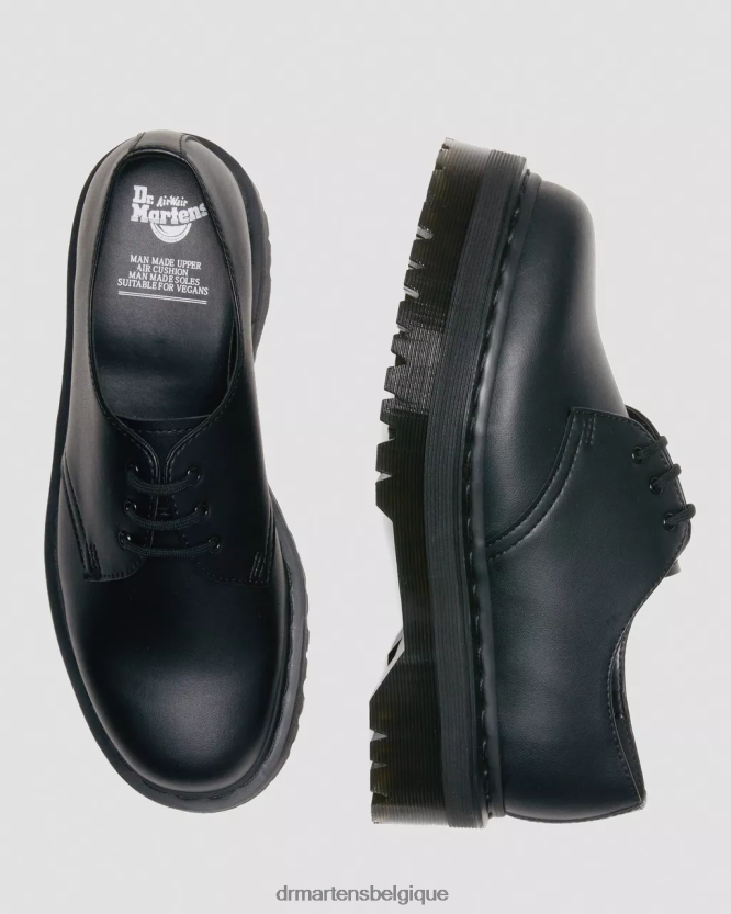 chaussure être Dr. Martens femmes chaussures à plateforme végétaliennes 1461 mono felix Félix noir déteint 6RFZX0223