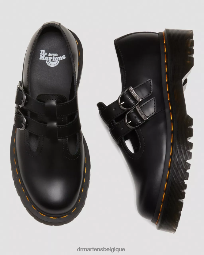 chaussure être Dr. Martens femmes Chaussures Mary Jane à plateforme en cuir lisse 8065 ii bex noir lisse 6RFZX0225