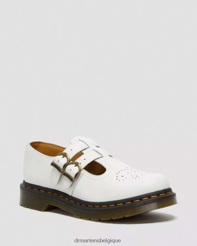 chaussure être Dr. Martens femmes Mary Janes 8065 en cuir lisse blanc lisse 6RFZX0339