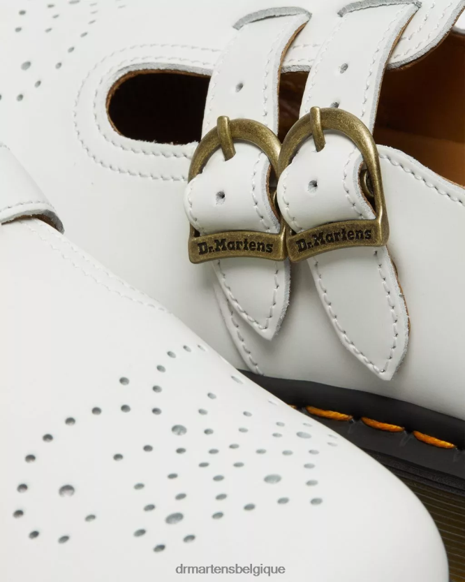 chaussure être Dr. Martens femmes Mary Janes 8065 en cuir lisse blanc lisse 6RFZX0339