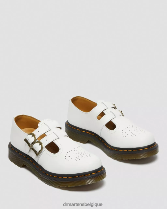 chaussure être Dr. Martens femmes Mary Janes 8065 en cuir lisse blanc lisse 6RFZX0339