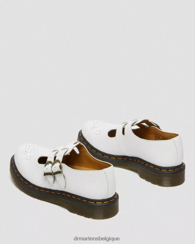 chaussure être Dr. Martens femmes Mary Janes 8065 en cuir lisse blanc lisse 6RFZX0339