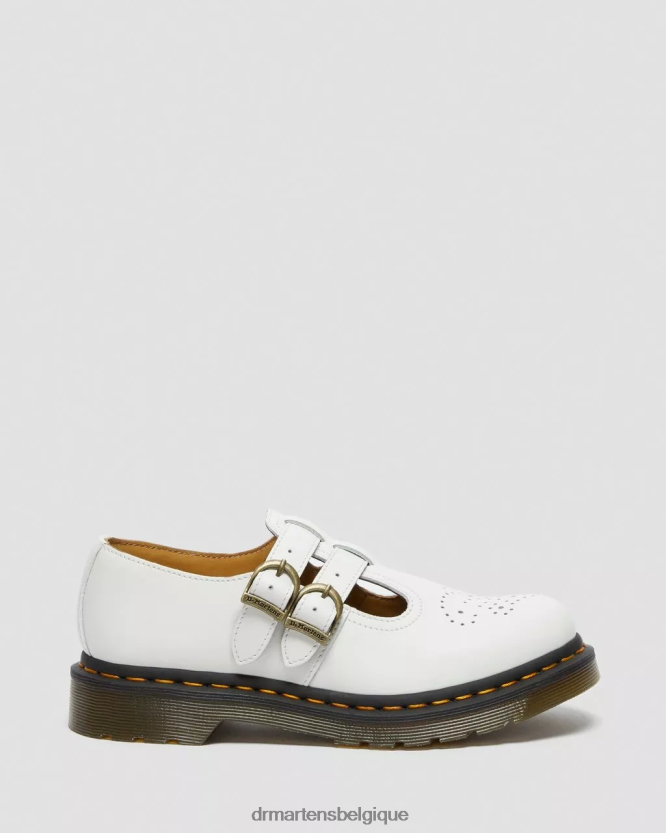 chaussure être Dr. Martens femmes Mary Janes 8065 en cuir lisse blanc lisse 6RFZX0339