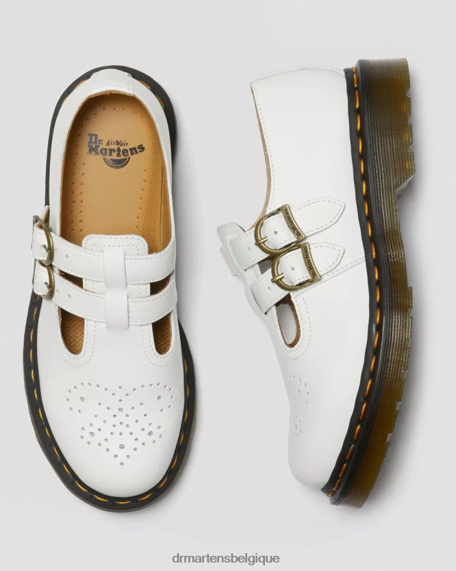 chaussure être Dr. Martens femmes Mary Janes 8065 en cuir lisse blanc lisse 6RFZX0339