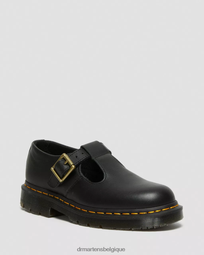 chaussure être Dr. Martens femmes chaussures mary jane antidérapantes Polley noir industriel pleine fleur 6RFZX0340