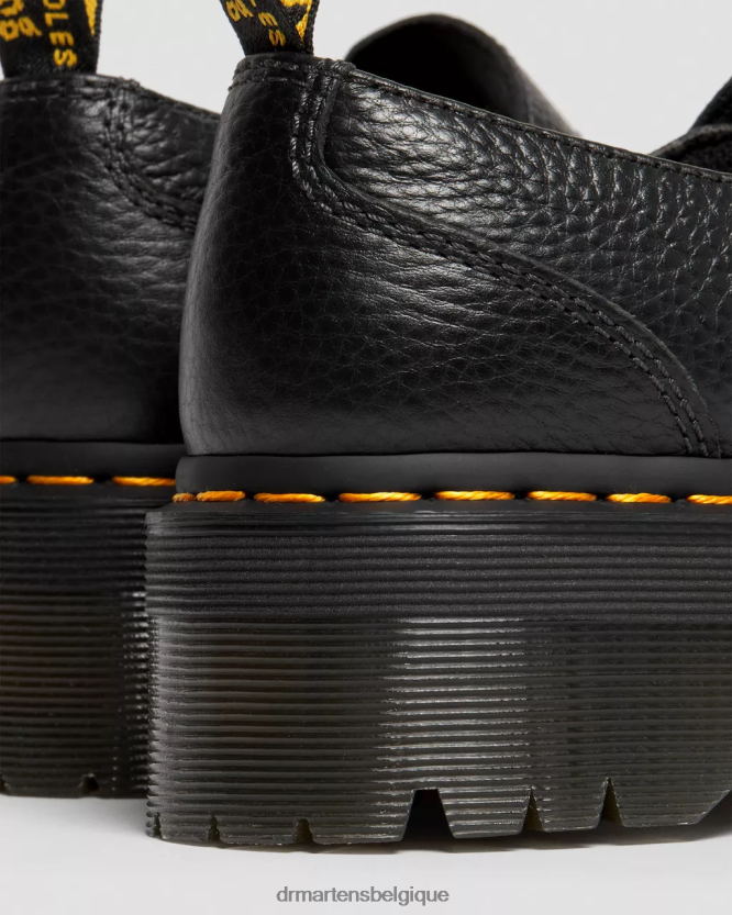 chaussure être Dr. Martens femmes chaussures plateforme en cuir à boucle fleurie Addina nappa blanchi noir 6RFZX0226