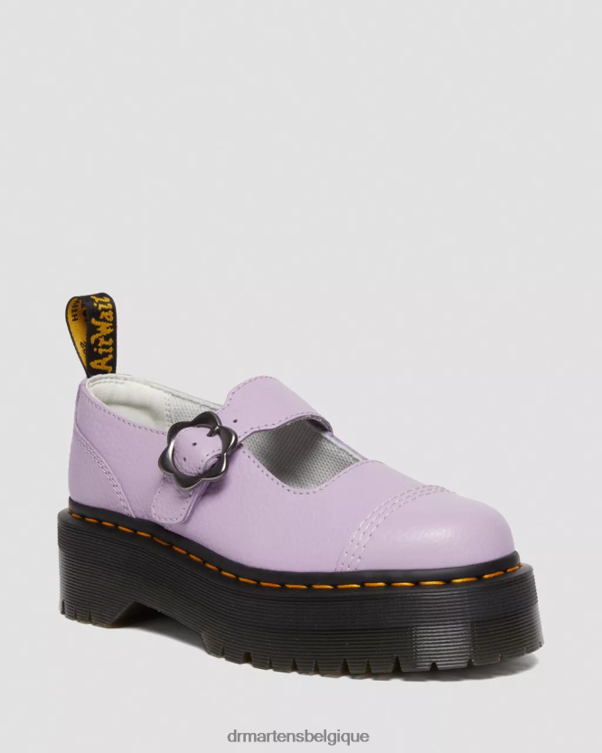 chaussure être Dr. Martens femmes chaussures plateforme en cuir à boucle fleurie Addina nappa moulu lilas 6RFZX0241