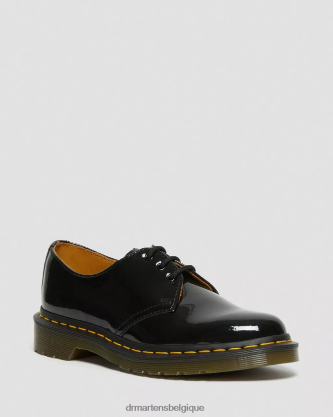 chaussure être Dr. Martens femmes 1461 chaussures richelieu en cuir verni Lucido noir et lampe vernie 6RFZX0280