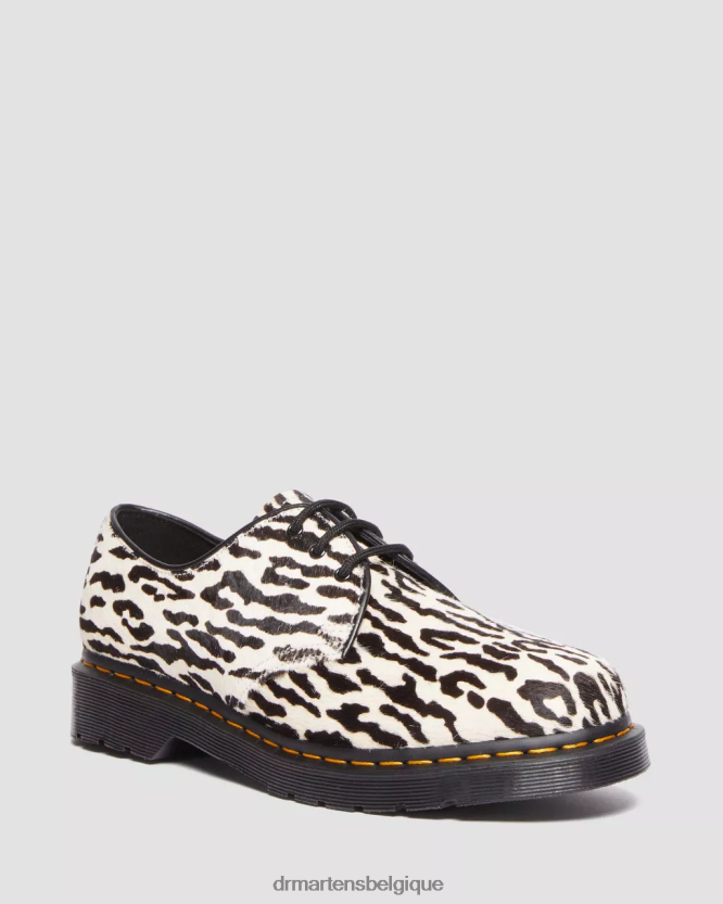 chaussure être Dr. Martens femmes 1461 wacko maria chaussures richelieu à poils cheveux noirs et blancs 6RFZX0293