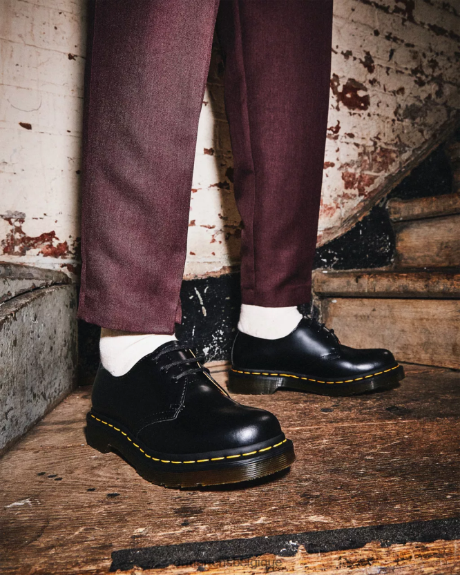 chaussure être Dr. Martens femmes Richelieus 1461 en cuir lisse noir lisse 6RFZX0281