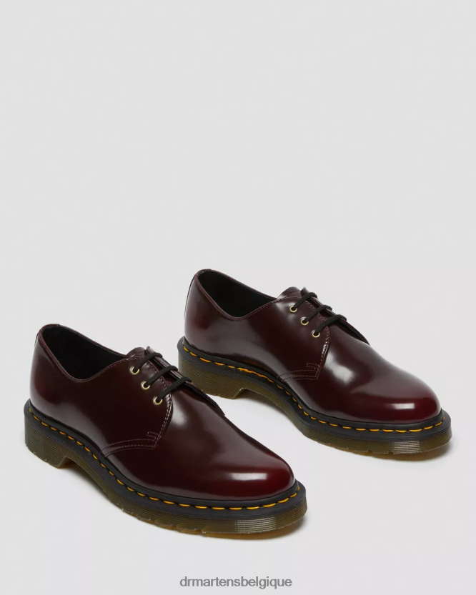 chaussure être Dr. Martens femmes chaussures richelieu véganes 1461 Oxford rouge cerise déteint 6RFZX0311