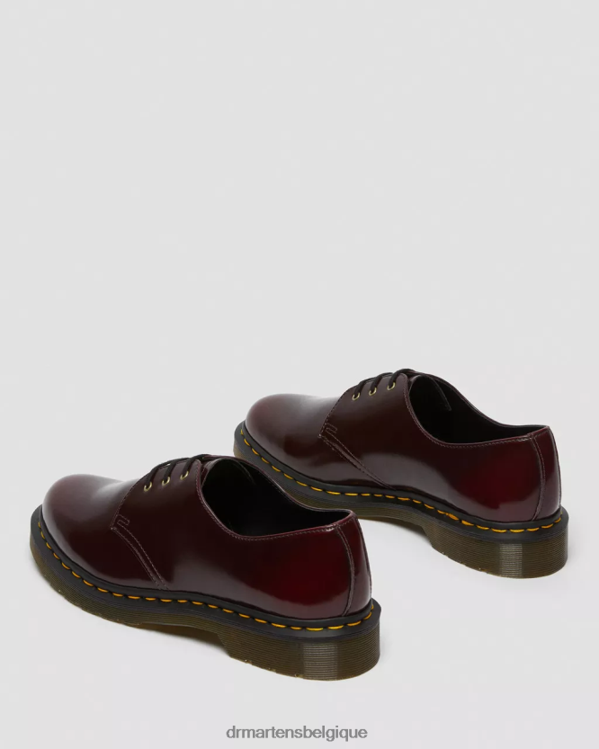chaussure être Dr. Martens femmes chaussures richelieu véganes 1461 Oxford rouge cerise déteint 6RFZX0311