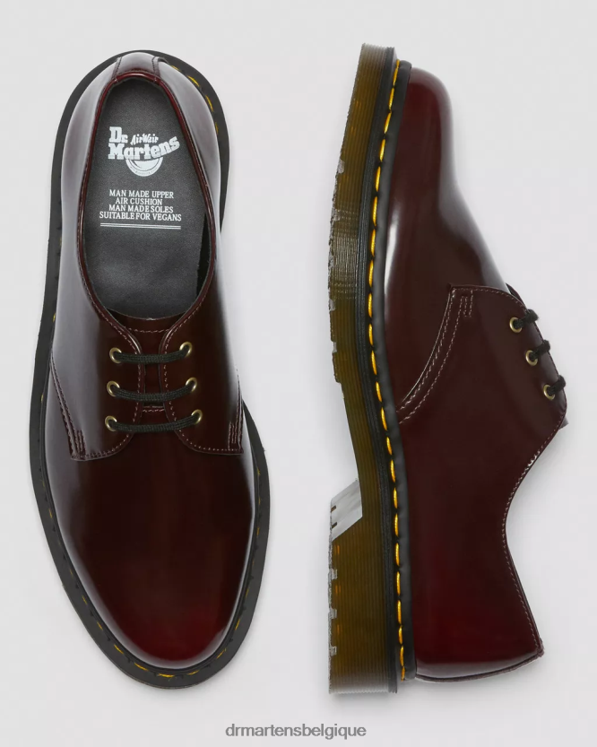 chaussure être Dr. Martens femmes chaussures richelieu véganes 1461 Oxford rouge cerise déteint 6RFZX0311